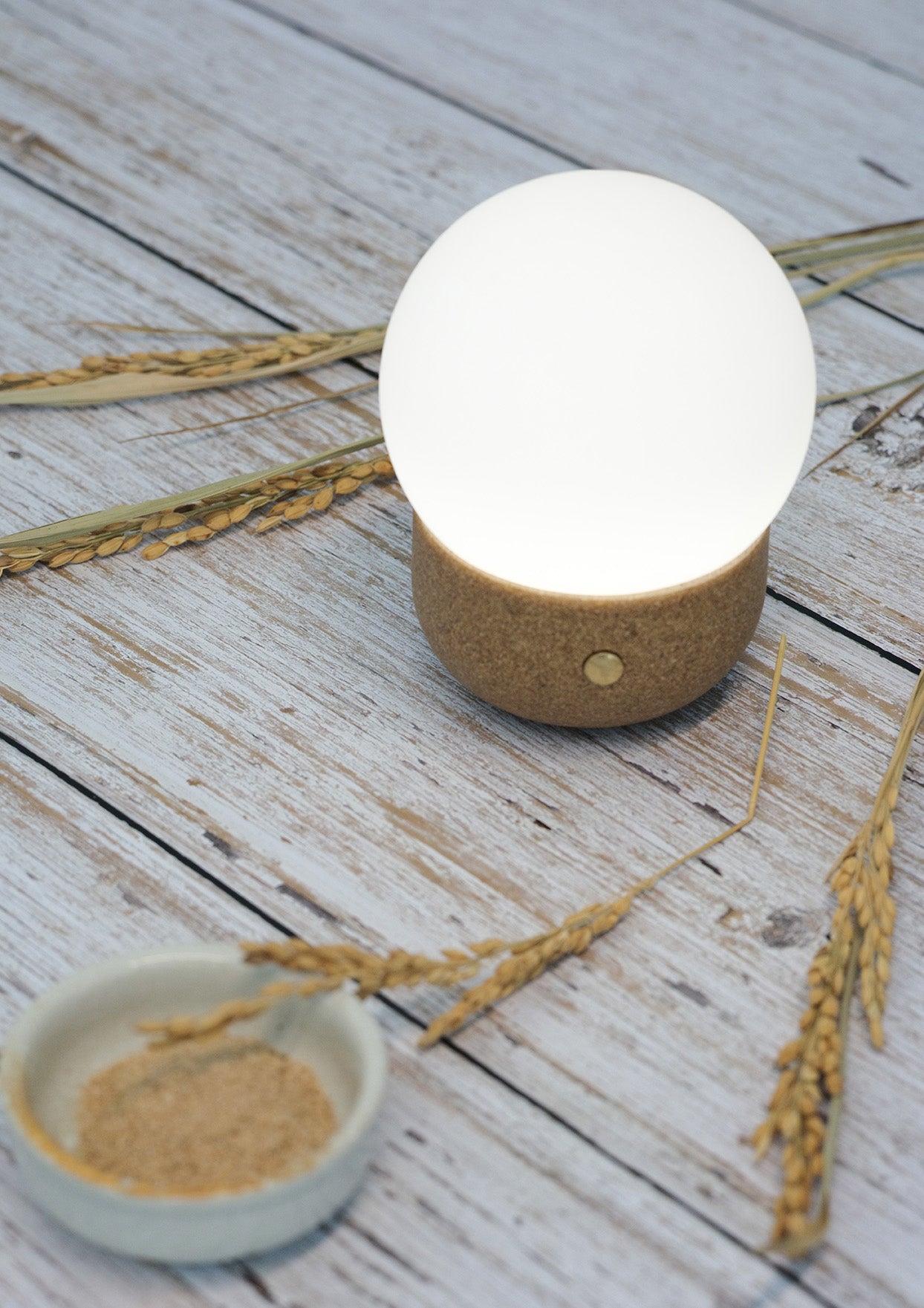 MOON- rice bran - biowaste material table lamp