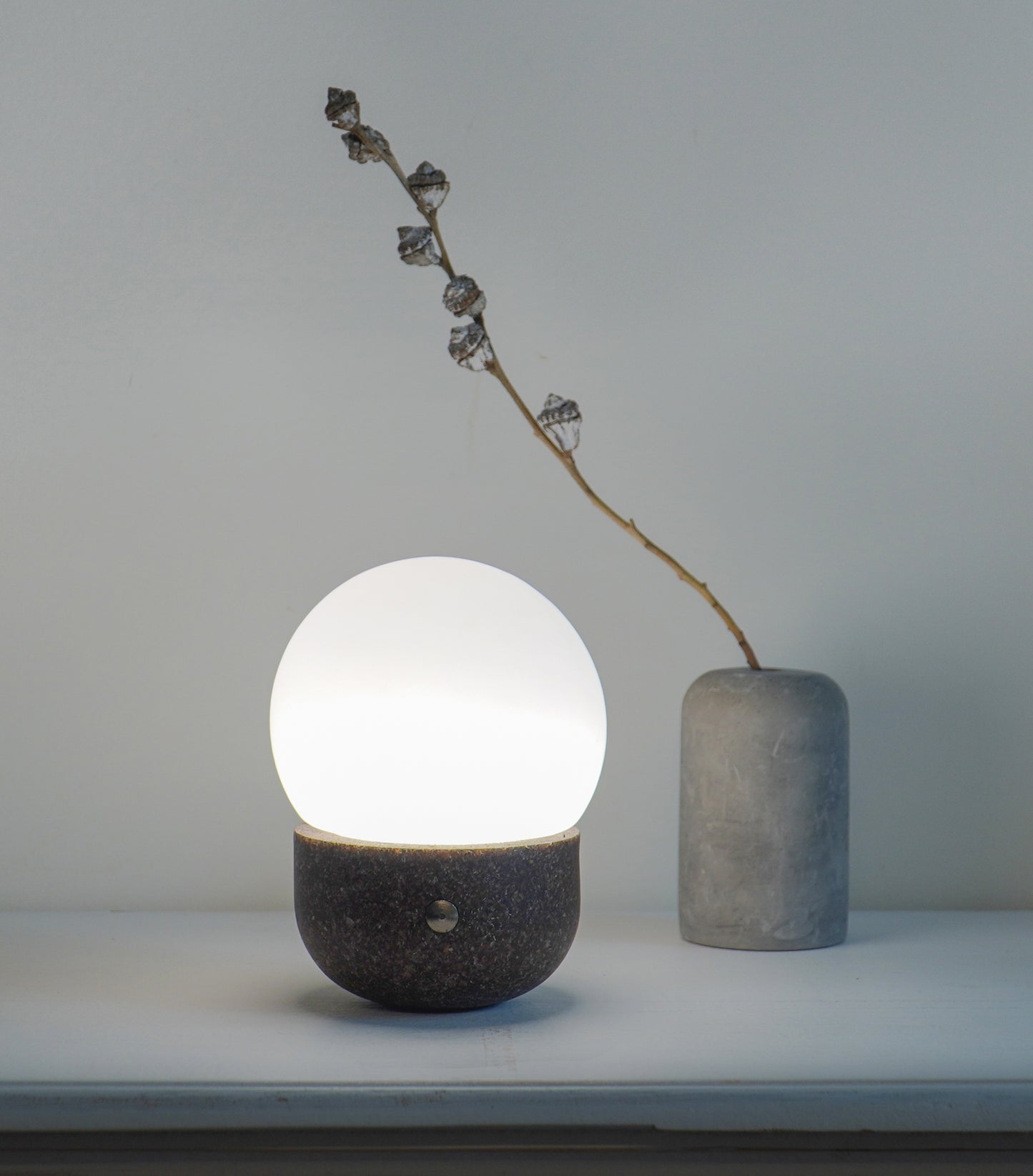 MOON- buckwheat husk - biowaste material table lamp