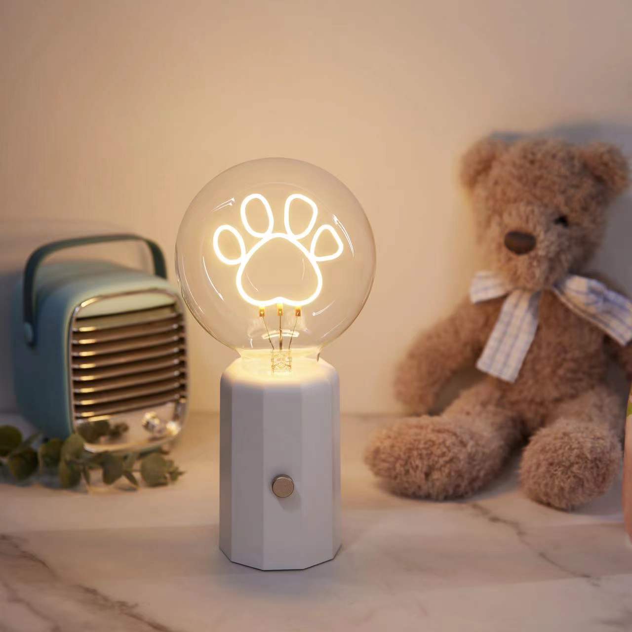 Bubble Series Table Lamp - Cat Paw - White Base