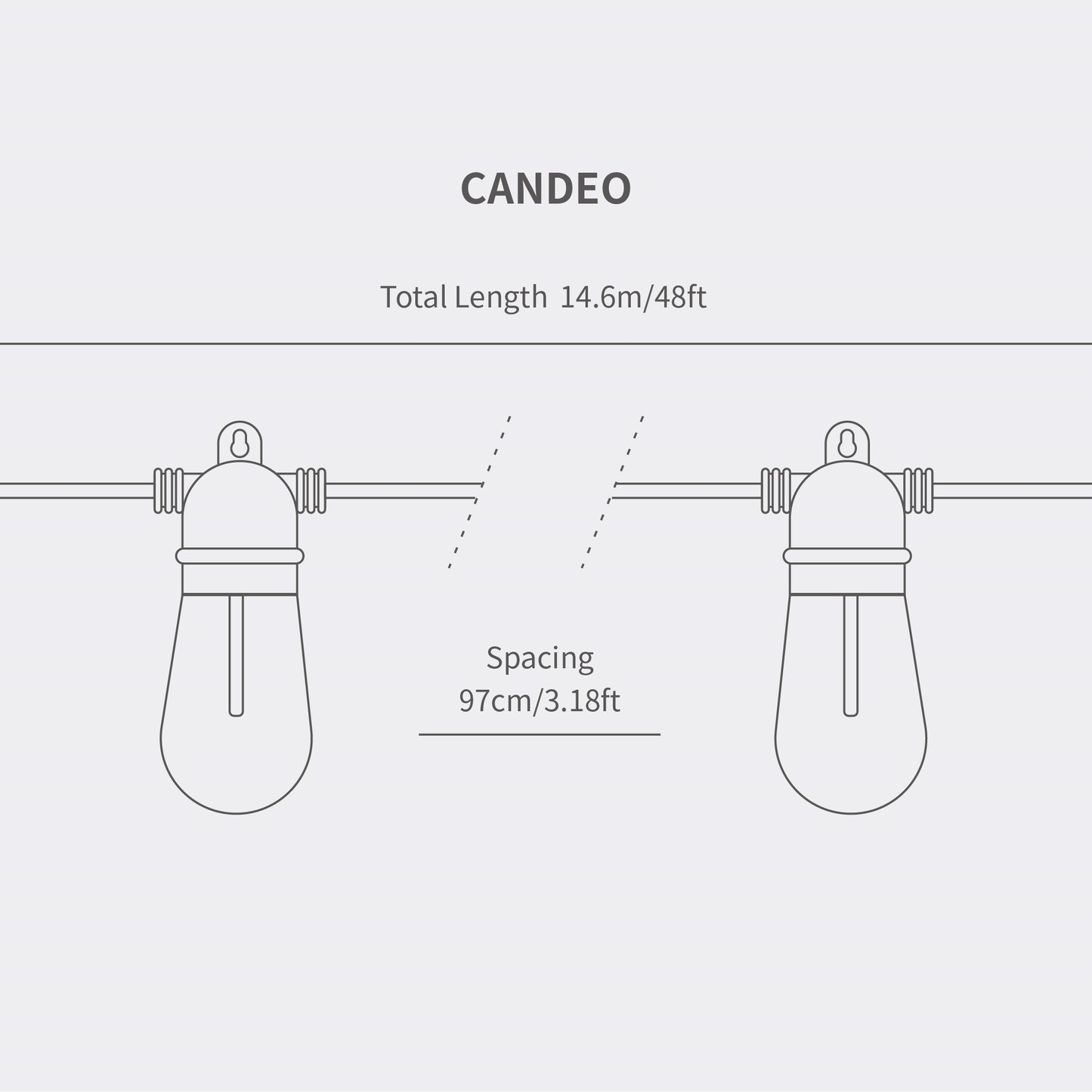 LANOVA-Outdoor String Lights-CANDEO-48ft